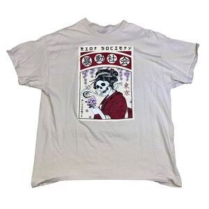 Riot Society Shirt Size M Adult Geisha Girl Skull Skeleton Size XL Tan